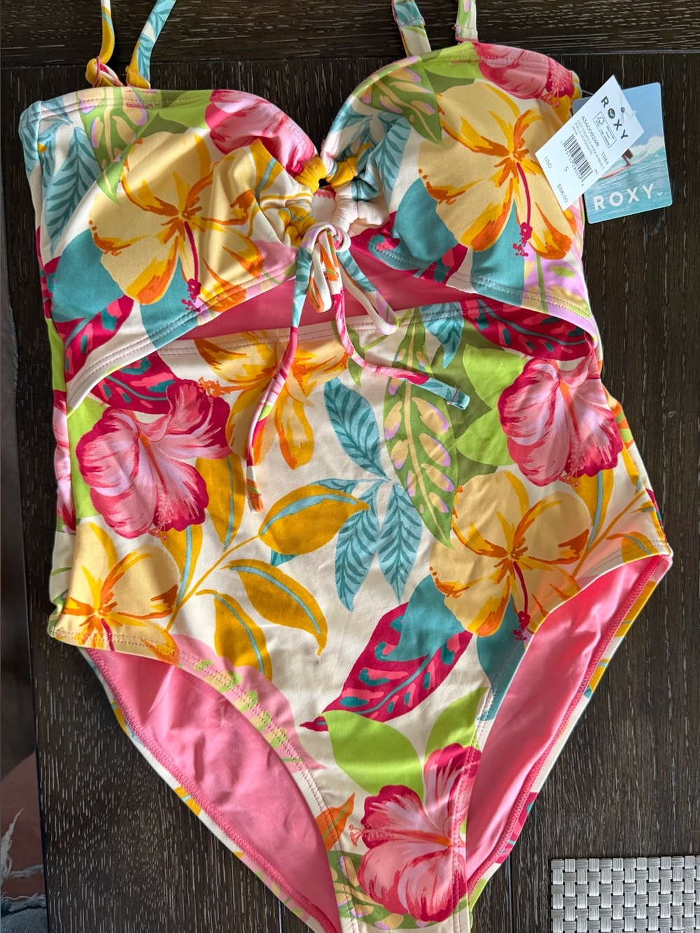 Roxy Hot Tropics Peek-a-Boo One-Piece Swimsuit Size Women Small